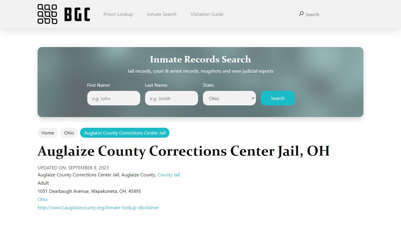 Auglaize County Corrections Center Jail, OH Inmate Search, Mugshots ...